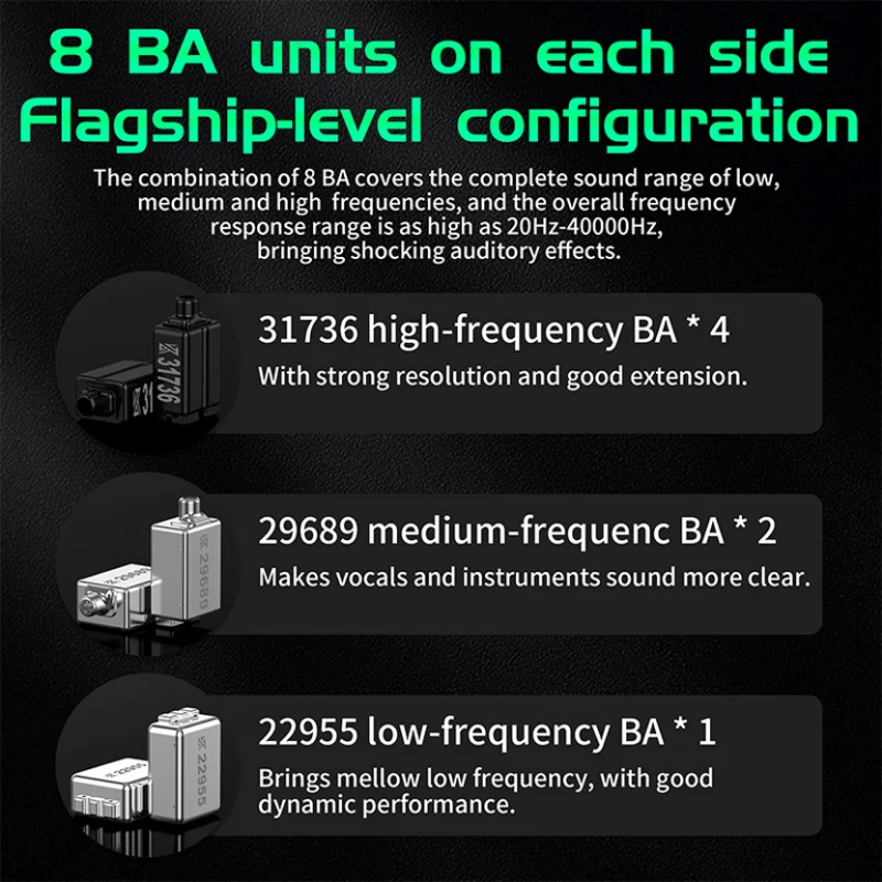 KZ AS16 Pro 8BA Balanced Armature in Ear Wired Earphones HIFI Bass Monitor Headphones Noise Cancelling Metal Headset