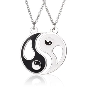 Designer Yin Yang Pendant Puzzle Best Friend Jewelry Stainless Steel Bff Couple Necklace for Friendship