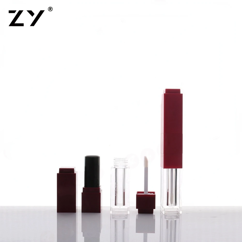 Private Label Luxury clear square Custom Empty 7ml 10ml Led Light Plastic Lip Gloss Tube with Mirror Lip Gloss Container Tube