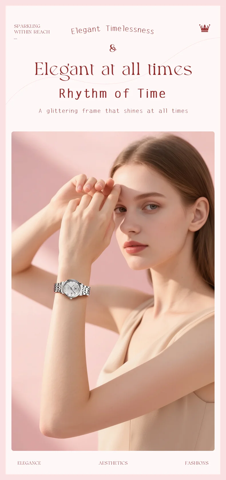 OLEVS 5611 Women's Watches Elegant Fashion Original Quartz Watch for Lady Roman Dial Waterproof Stainless Steel Luminous Watches