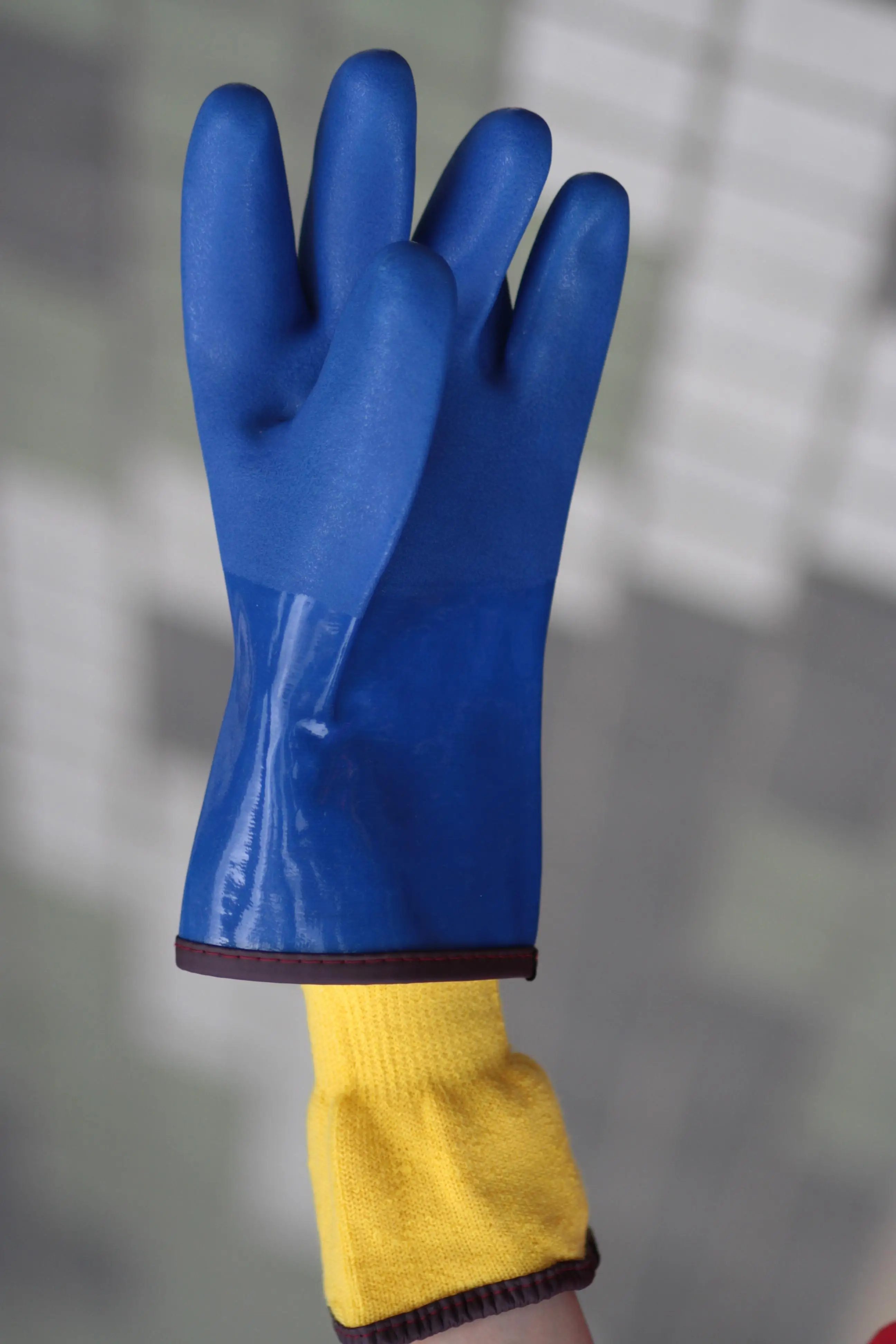 NMsafety Food Processing Warm Liner Cold Resistant Blue Fully Coated PVC Waterproof Thermal Food Safety Winter Work Gloves