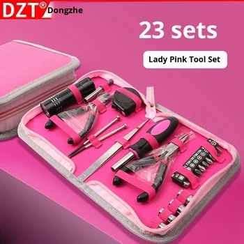 Hot Selling 23-Piece Pink Women's Home Repair Tool Combination Set 1-Year Warranty