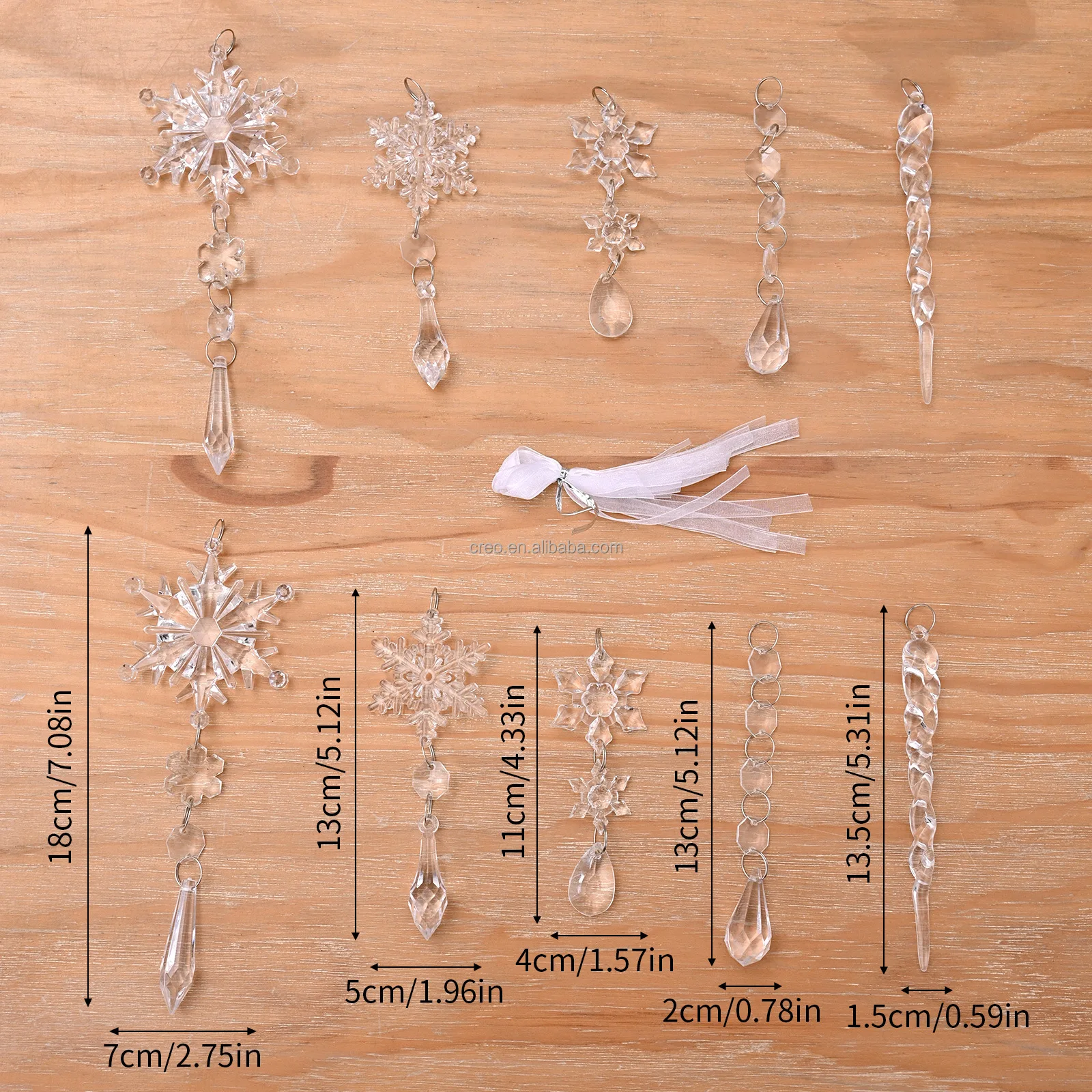 product high quality acrylic plastic hanging ornament set for festivals ice cones snowflakes wall decor for home parties xmas trees-8