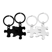 Keychain Stock Blank Material Stainless Steel Couple Puzzle Pendant Hanging Decoration Valentine's Day Gift Keychain