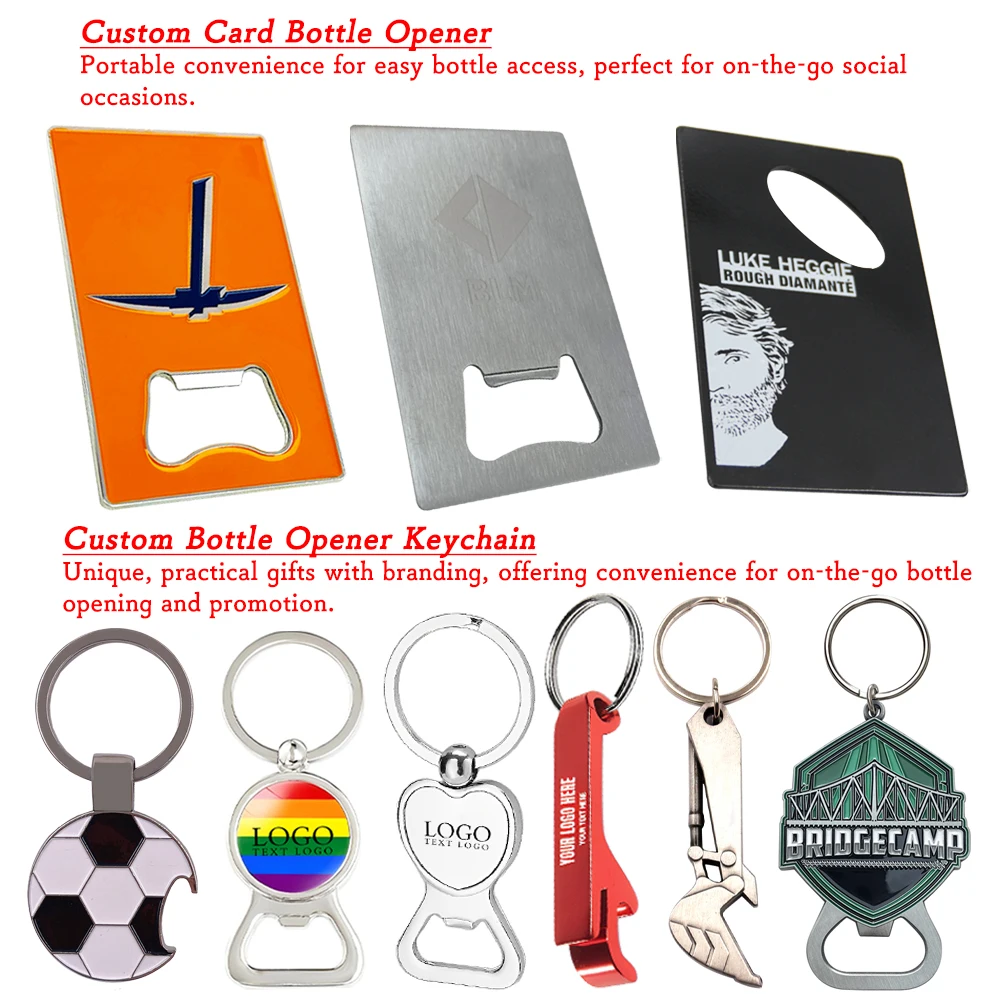 Manufacturer wholesale custom cheap sublimation blank metal stainless steel novelty shape logo keychain beer bottle opener