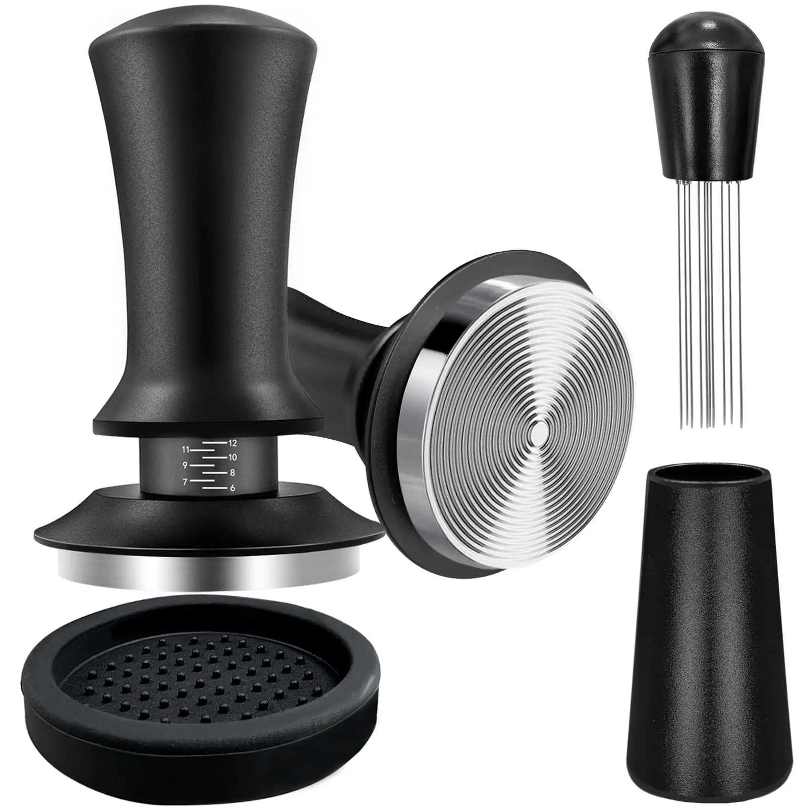 Custom Logo 51 53 58mm Espresso Elastic Force Coffee Tamper Calibrated Coffee Tamper Tool with Spring Loaded Hand Tamper factory