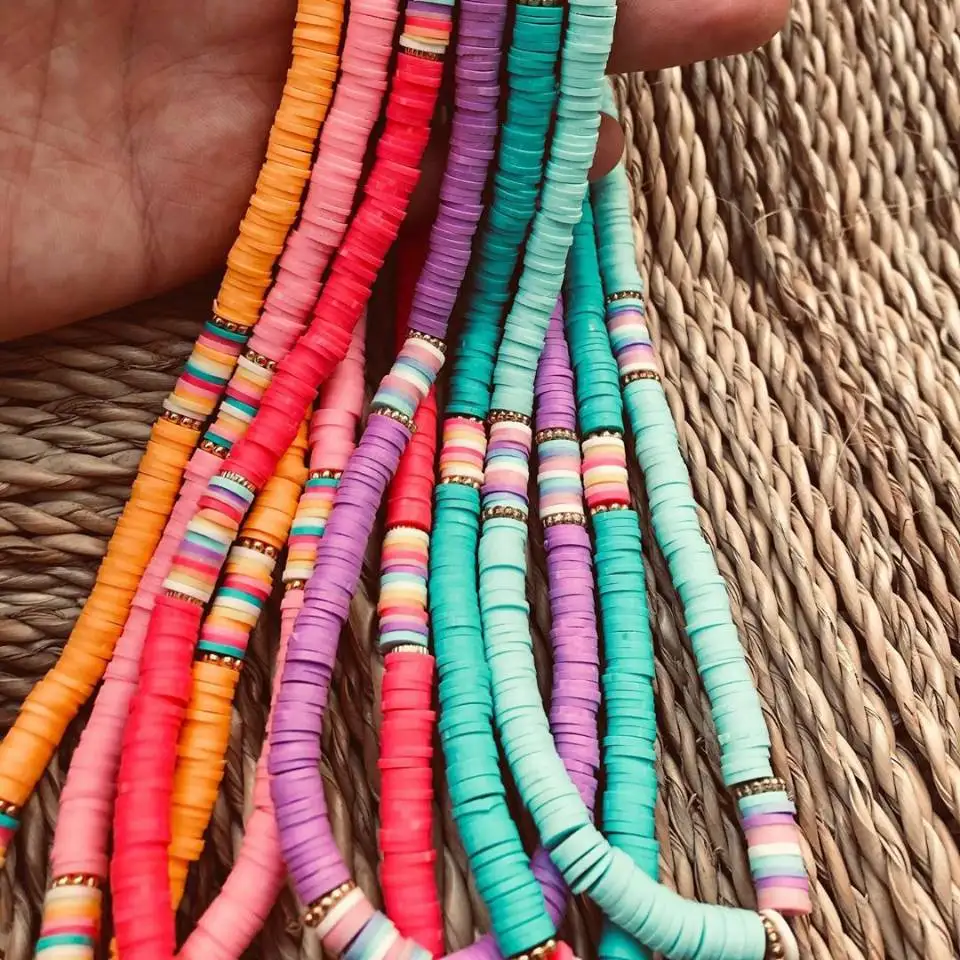 Rainbow striped Polymer Clay Heishi Bead Strand 6mm l Beading and Jewelry  Supplies, DIY craft supply Bracelet and necklace making