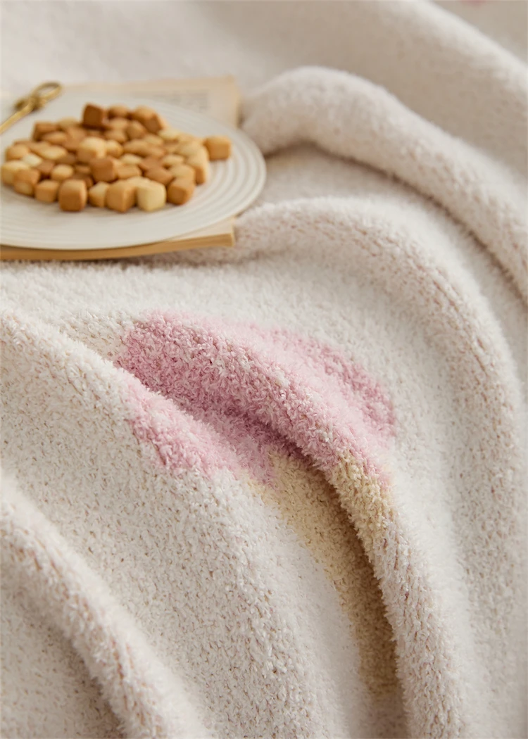 100% Polyester Fiber Cute And Interesting Ice Cream Pattern Knitted Blanket  bjl supplier