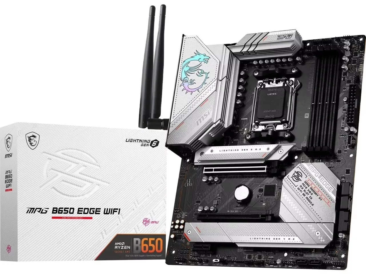 MSI B650 Edge Wireless AM5 AMD B650 Motherboard with SATA 6Gb/s DDR5 R7000 ATX Gaming PC Motherboard