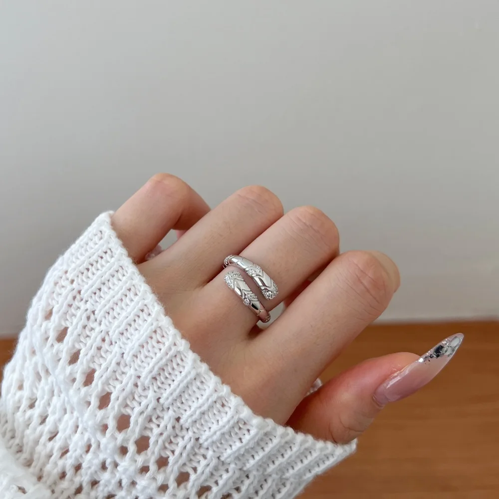 KAKODIY Statement Stylish Design Fashion Jewelry 925 Sterling Silver Eternity Band 5A Zirconia Snake Open Adjustable Ring detail 3