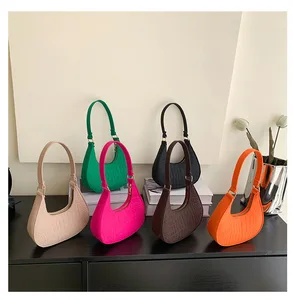 Solid Color Ladies Bag Fashion Trend Korean Version Underarm Bag Casual Single Shoulder Hand Felt Fabric Candy Color Bag