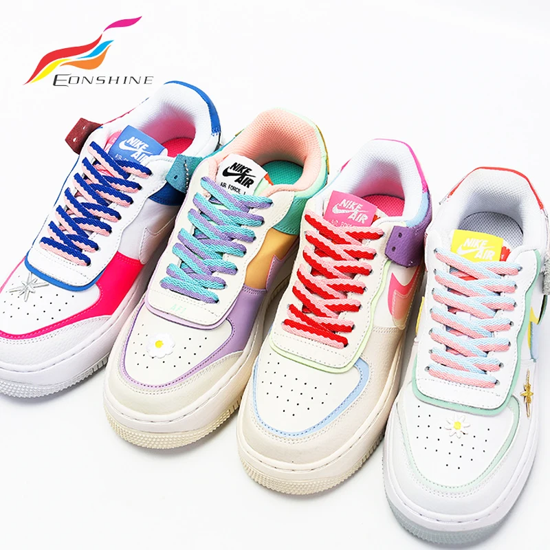 Оптовая продажа плоский полиэстеровый двухцветный Плетеный трикотажный шнур для шнурков