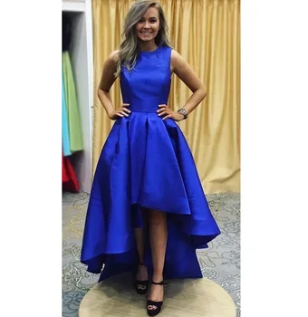 royal blue and white high low prom dresses