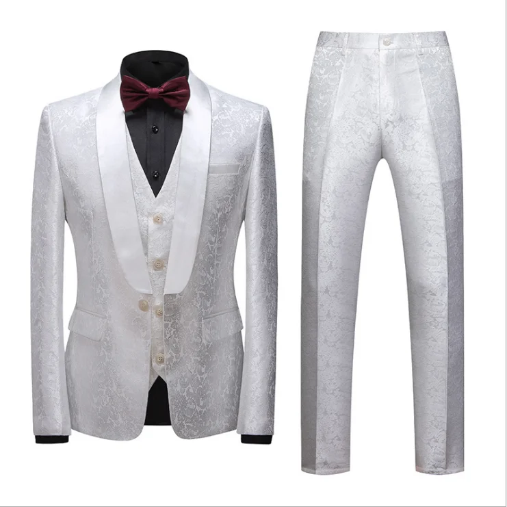 Mens 2 Piece Suit Floral Dress Suit Slim Fit Shawl Collar Wedding Party Blazer Pants Sets
