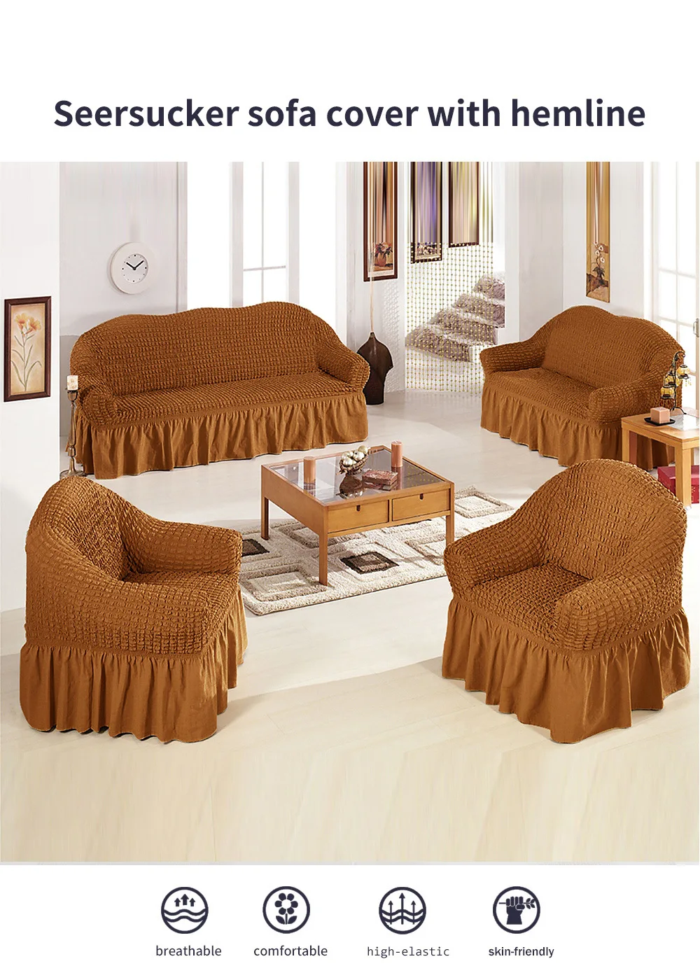 В европейском стиле в крепированную полоску высокая эластичная ткань для диванов подушки полный Чехол для дивана