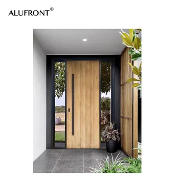 ALUFRONT Exterior Thermal Break Front Entry Door With Sidelight Solid Aluminum Entrance Door for House