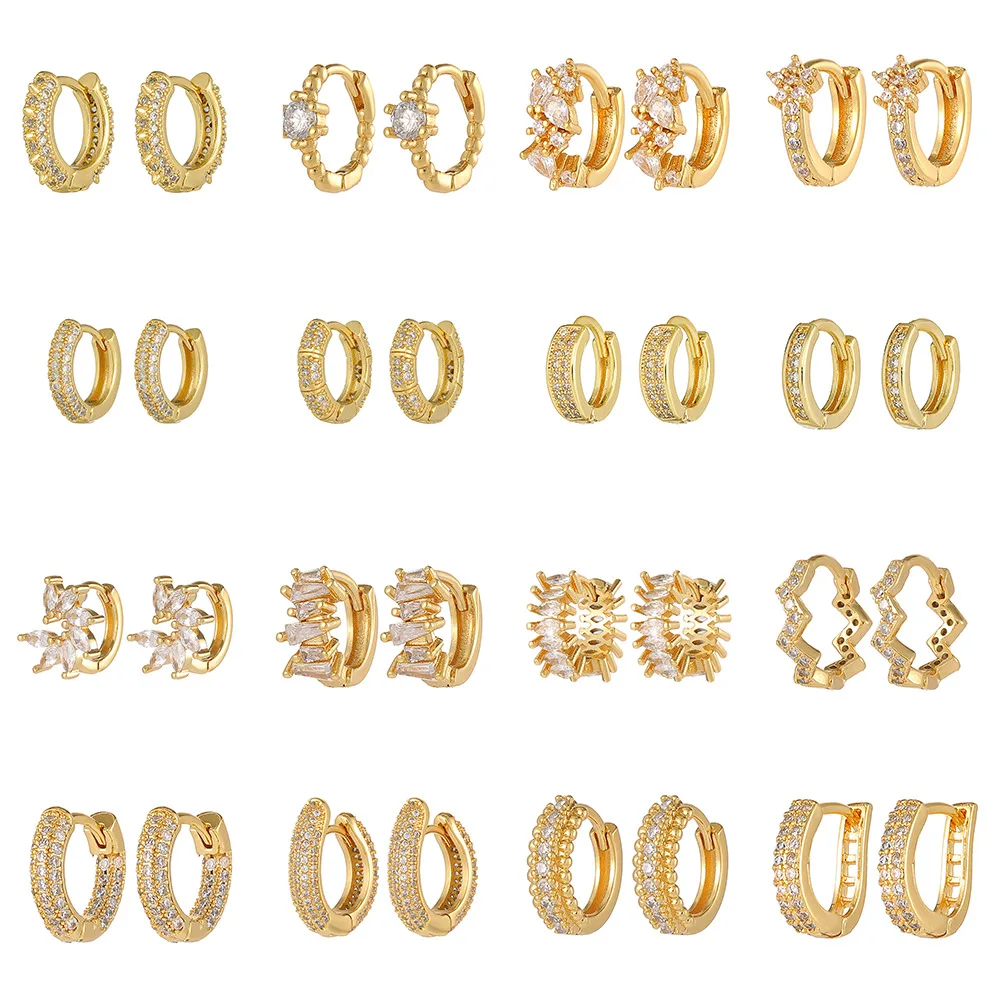 High Fashion Iced Out Huggie Earrings Diamond Hoop Earrings Wholesale