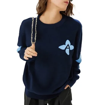 Boying Customized and Wholesale Women's Long-sleeved Knitted Tops Round-neck Fashionable Pullover Knitted Sweaters