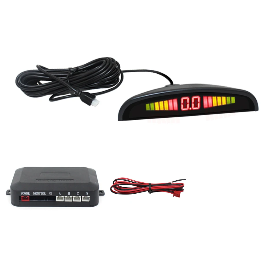 Car Parking Sensor Kit Auto Reversing Radar European License Plate Camera Front Back Electromagnetic Monitor System 3 Sensors