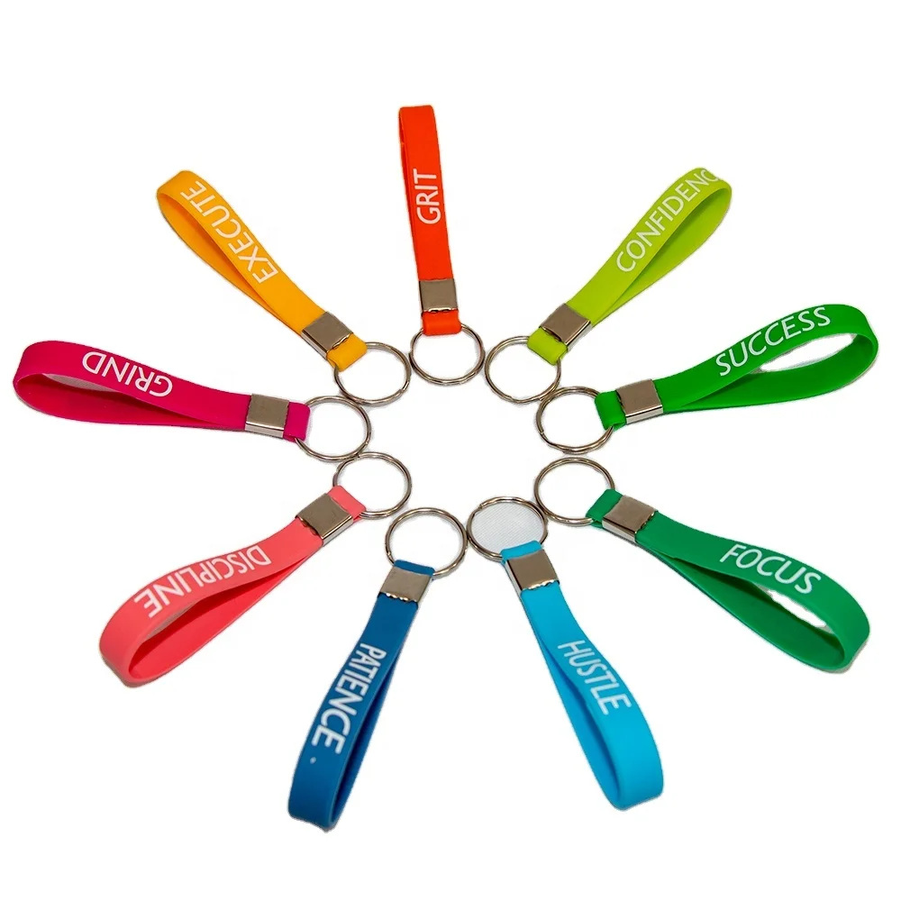 Best Seller Silicone Bracelet Key Ring,100 Silicone Wristband Keychain