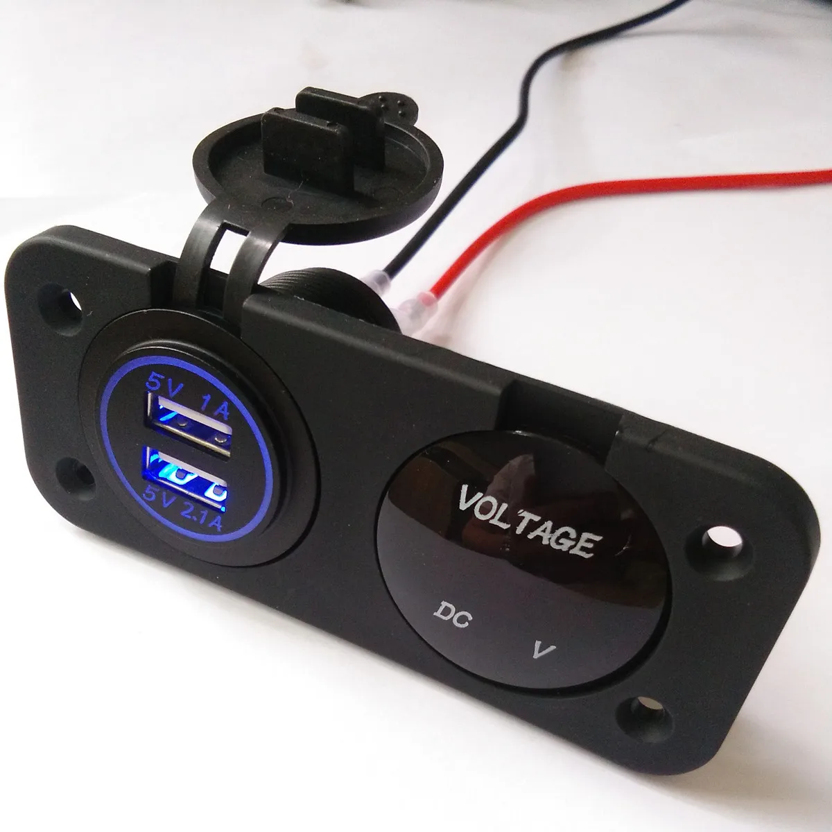 Prise allume-cigare voiture 12V DC 2 USB Blue LED Chargeur Adaptateur Prise dalimentation couleur: noir