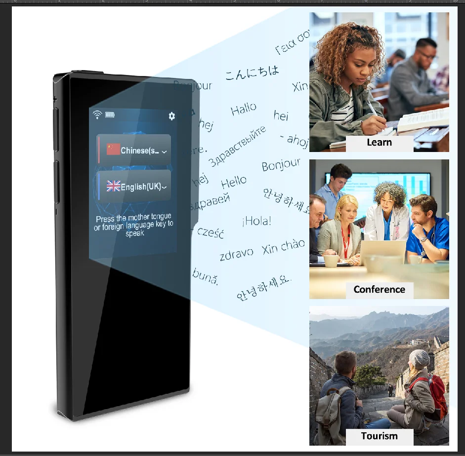 Two-Way WiFi hotspot Real Time 52 Multi-Language T6 Voice Translator