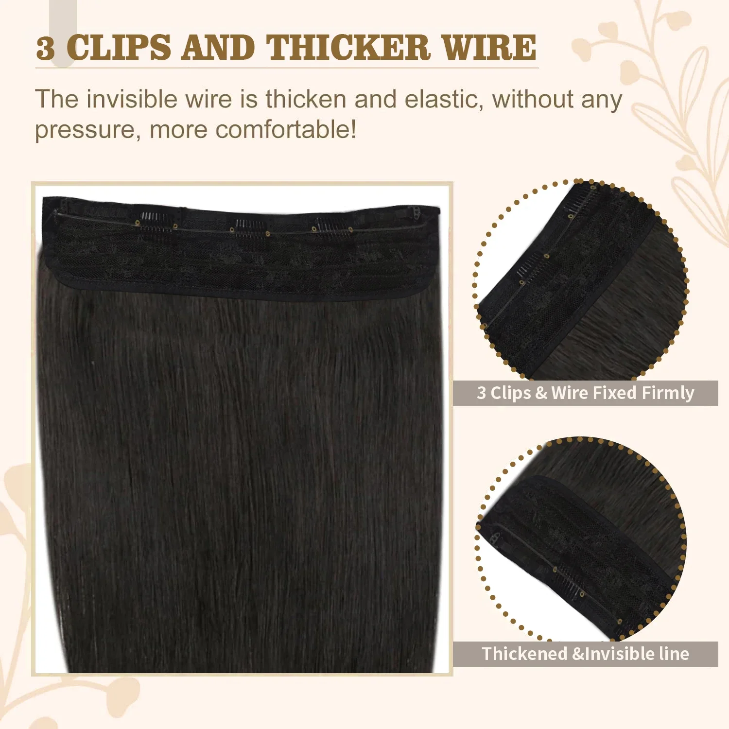 Echthaar-Extensions 16-26 Zoll, Naturschwarz, Nr. 1B, mit Geheimlinie, für den Salon_voghion.com