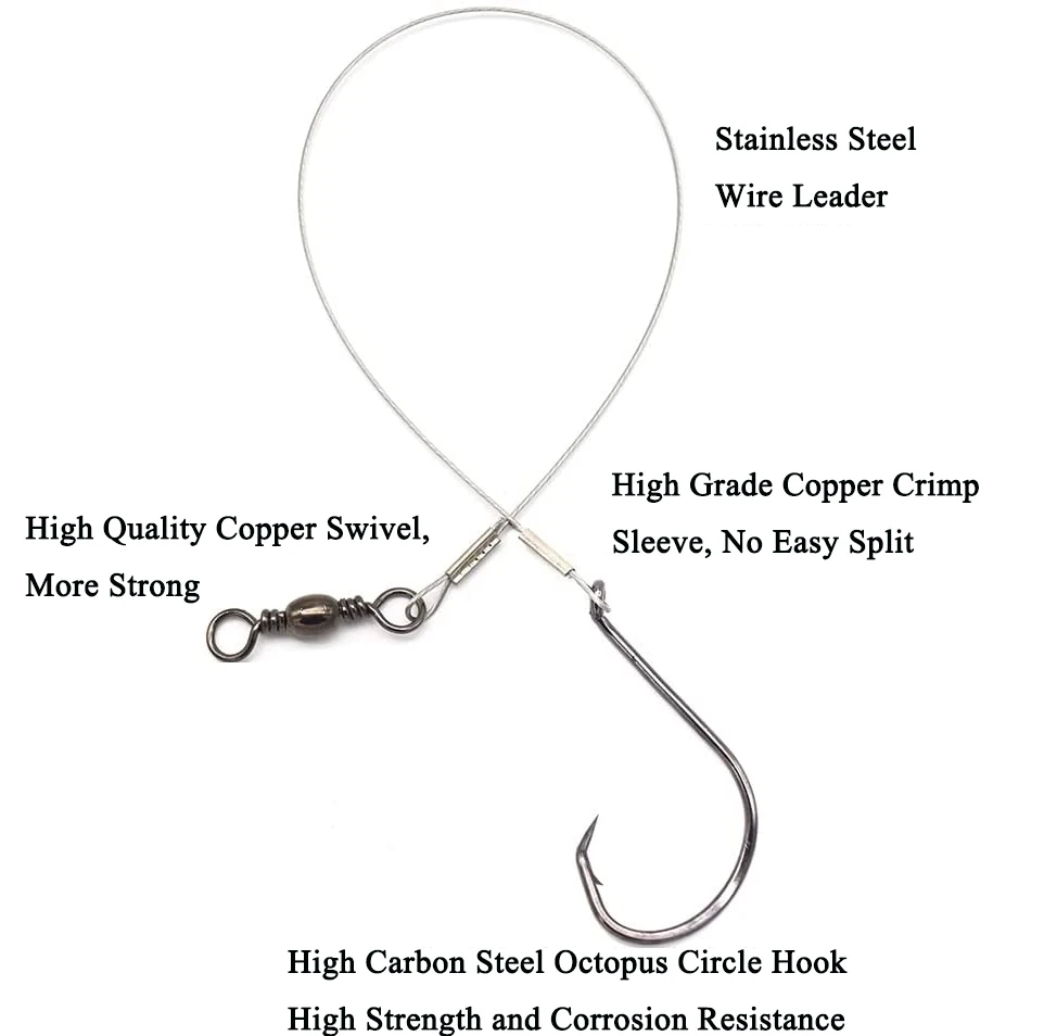 Octopus Hook Rig Fishing Wire Leader Stainless Steel Wire Line Leaders ...