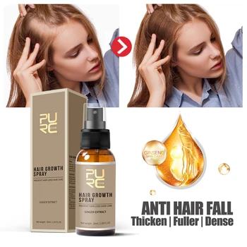 PURC 30ml Ginger Liquid Spray for Women Men Regrowth Anti Hair Loss Oils for Hair Growth