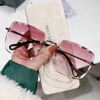 New Designer Rimless Shades Ladies High Quality Brands Women Sun Glasses Wholesale Fashion Metal Sunglasses Lunettes De Soleil