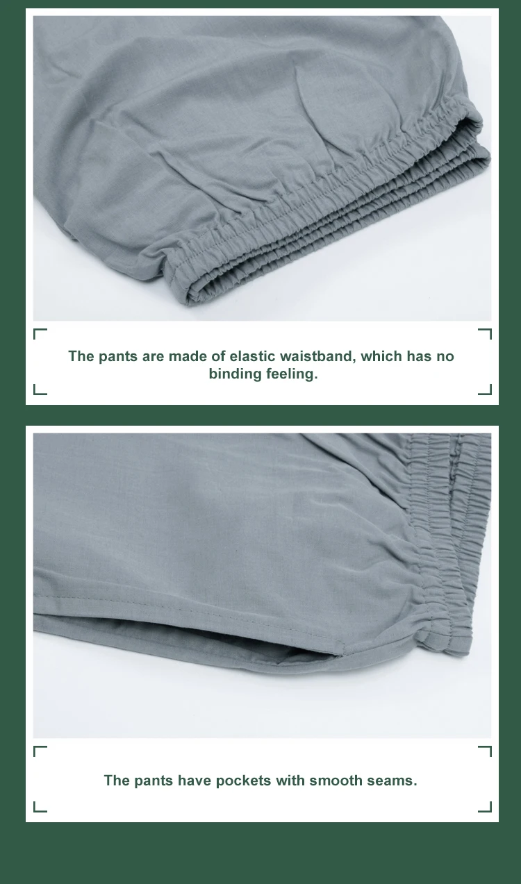 Custom logo soft anti-odor sleepwear pure silver fiber men short pajamas set