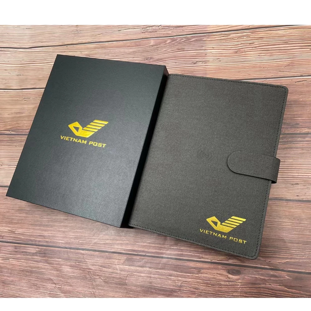 A5 Size Custom Magnetic Wireless Charging Power Bank Diary Notebook Gift 8000mAh