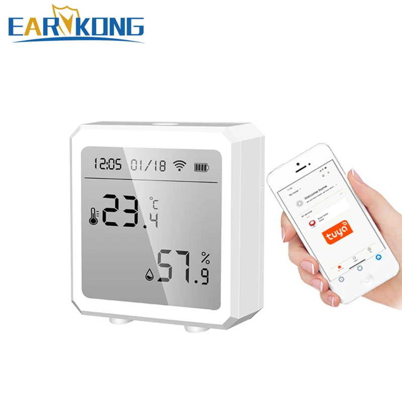 Indoor Hygrometer Thermometer With LCD Display Support Alexa