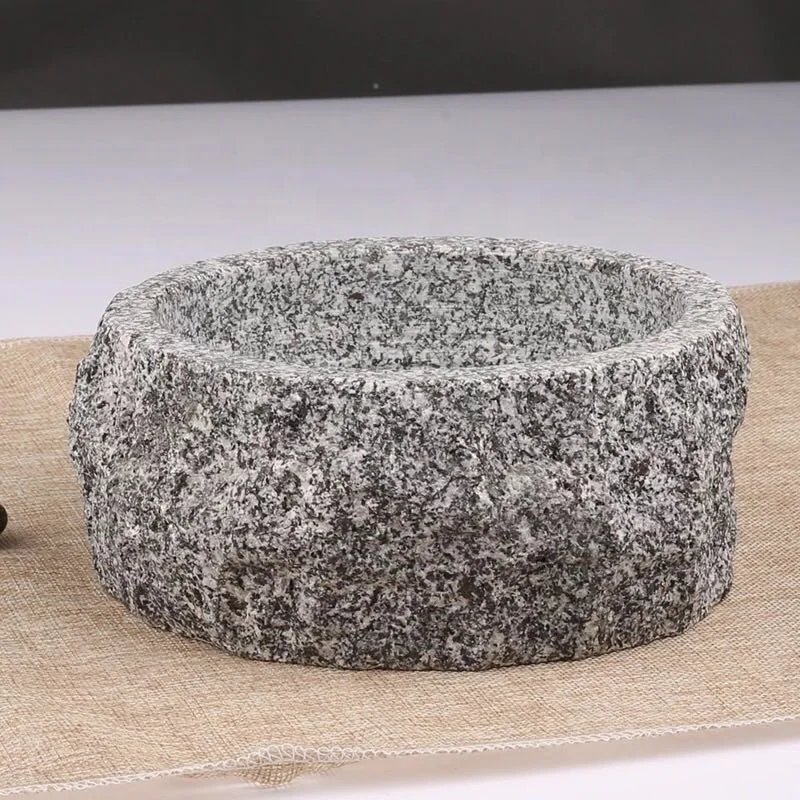 Bol En Granit Naturel Coréen 700ml Avec Base En Bois - Parfait Pour Bibimbap, Soupes & Ragoûts - Cuisson Au Feu & Four