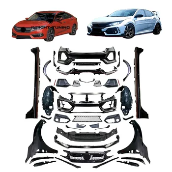 Hot Selling Type R Design Wide Bodykit Car Bumpers Side Skirt 2016-2021 for Honda Civic Sedan FC1 Up To FK8 Body Kit