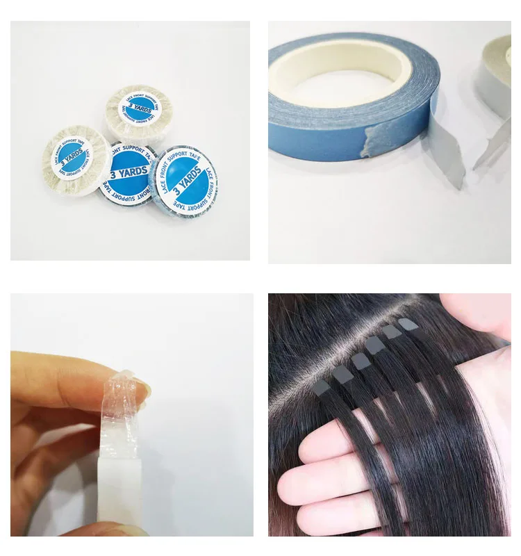 Кружево 3 ярда двухсторонний удлинитель волос парик лента синий PE/TPU/PET Avaialbe