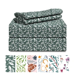 Heniemo Customized Single Double Bedsheet Microfiber Bed Fitted Sheets Printing 4pcs Sheet Sets