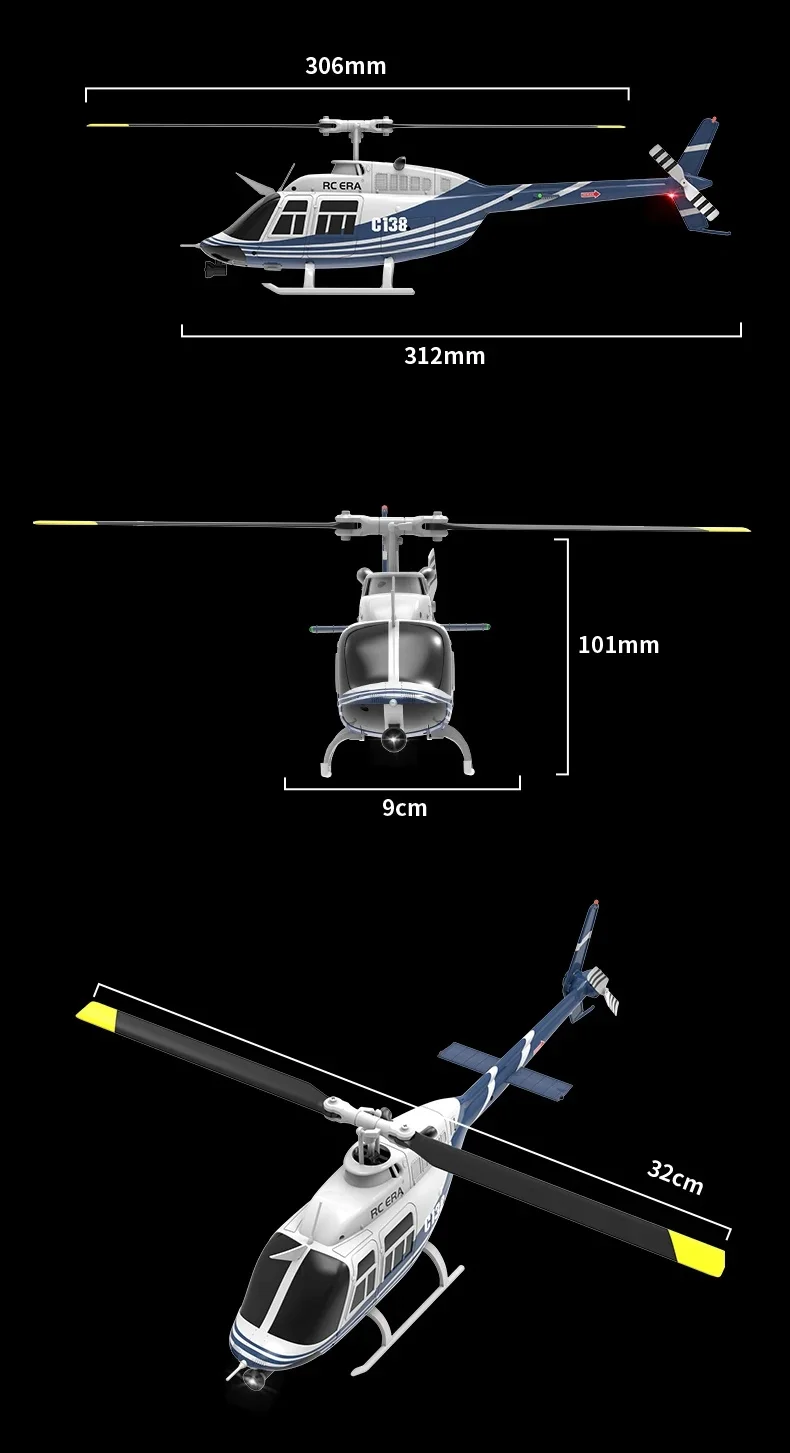 Hot Sale RC ERA C138 RC Helicopter 1/33 Scale 6CH 3 Digital Servos 6-Axis Gyroscope RC Toy Helicopter for Kids Christmas Gifts