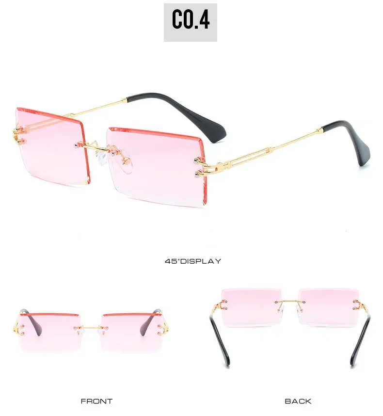 Fashion Alloy Material Glasses Retro Men's and Women's Outdoor Glasses General Trend Rectangular Rimless Sunglasses