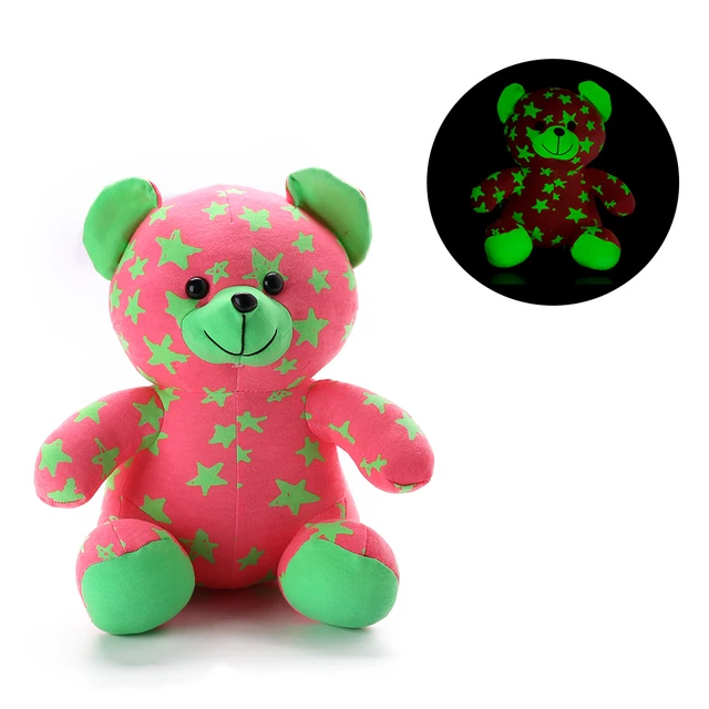 Glow In The Dark Luminous Teddy Bear Stuffed Toys Custom Night Light Star Printing Fabric Teddy Bear Toys