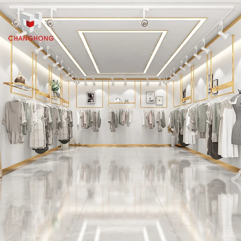 Woman Clothes Store Fixtures Boutique Shop Equipment Display Chrome Display Rack Shop Fitting