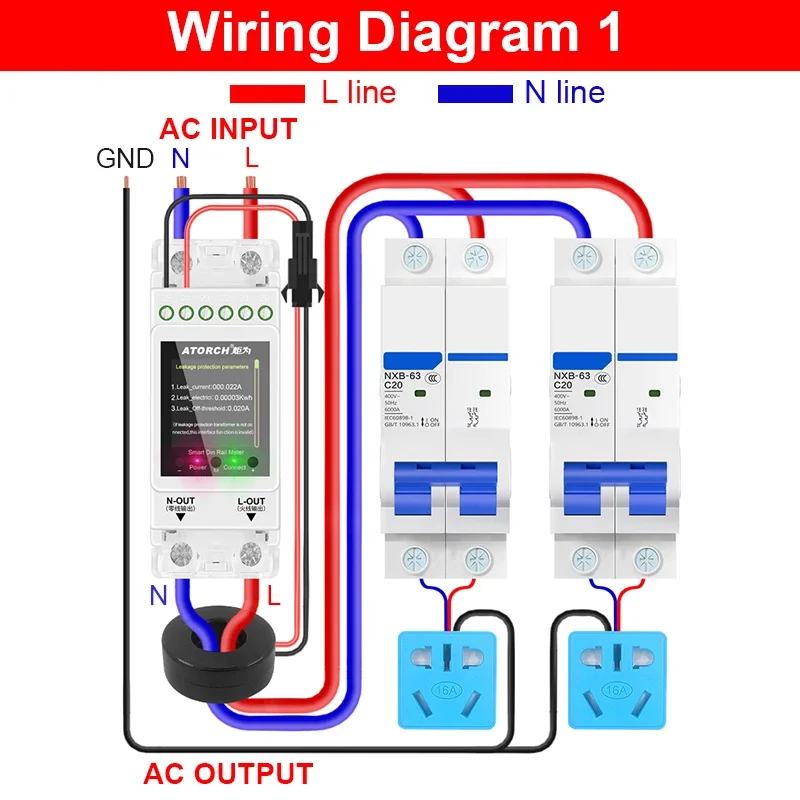 AT2PW 100A Tuya WIFI Din Rail Energy Meter Smart Switch Remote Control AC 220V 110V Digital Volt Amp Kwh Frequency Factor Meter