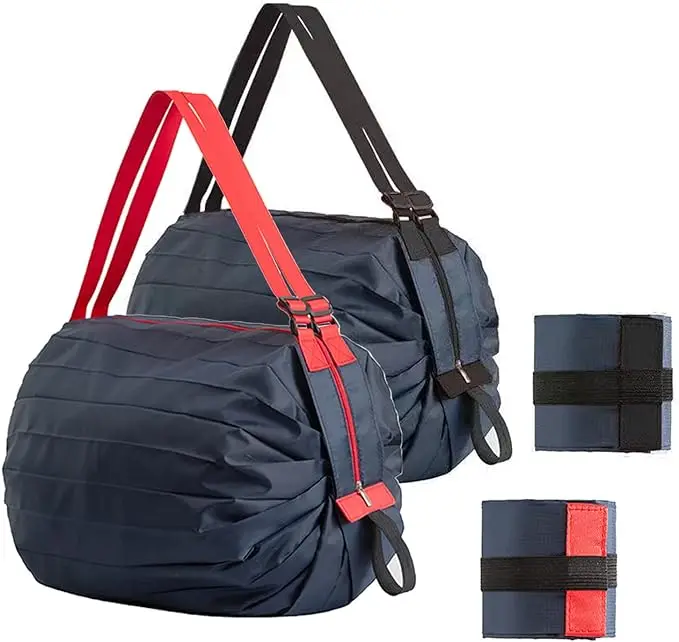 Customized Foldable Reusable Grocery Tote Bag  Oragn Styles Shopping Foldable Polyester Bag With Handle