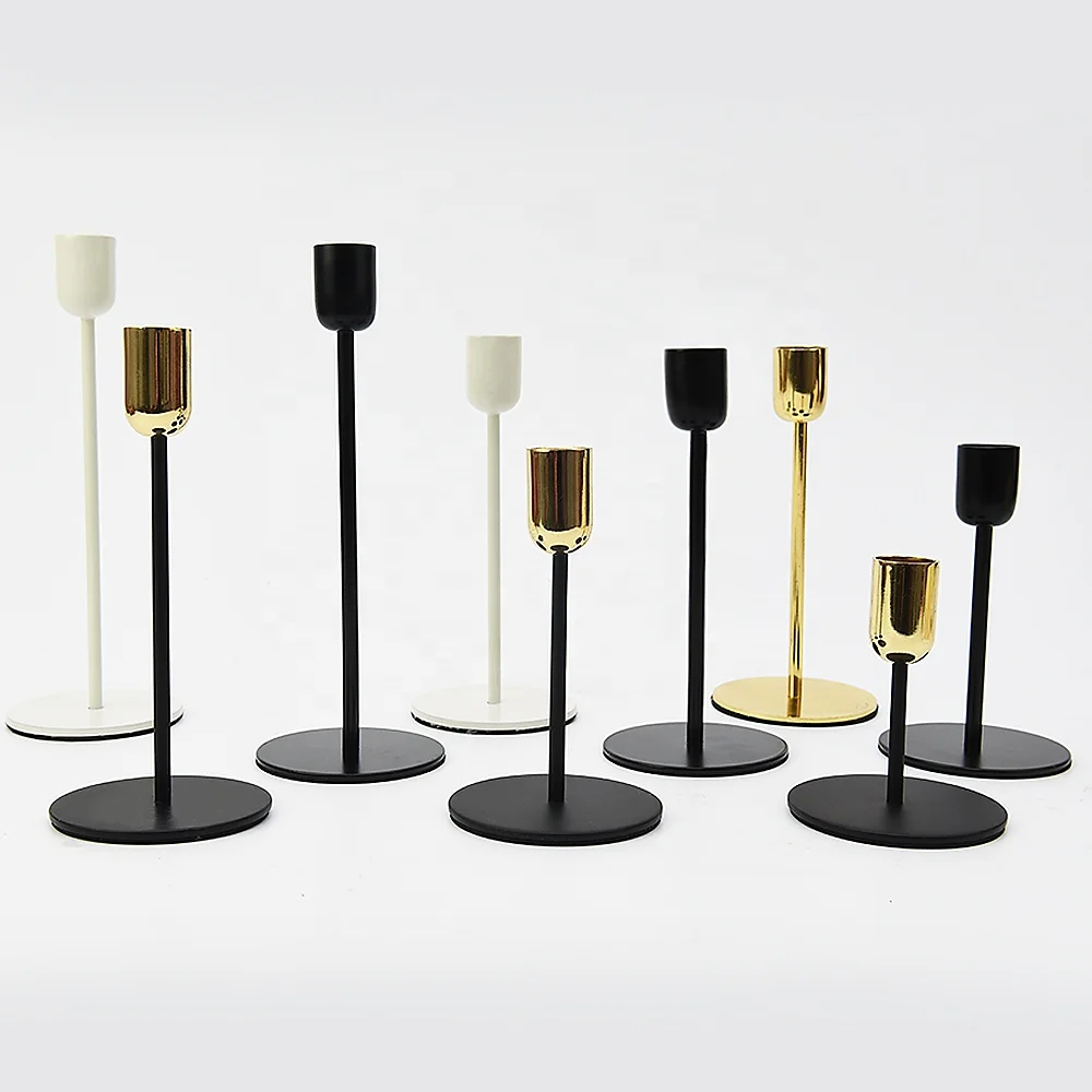 Customized Reusable Table Dinner Decorative Set of 3 Metal Candlestick Holder Black Copper Candle Stick Holder