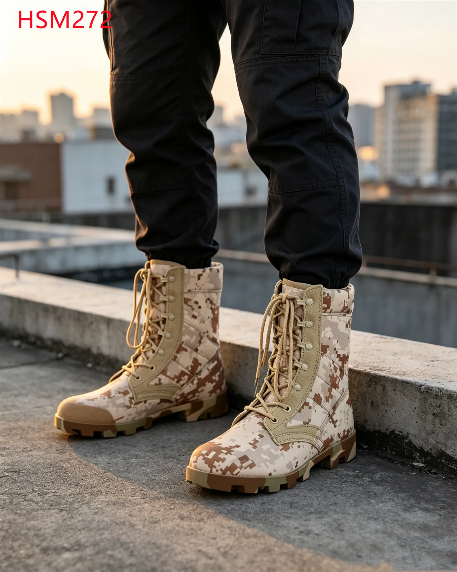 XYM,Field Easy Conceal 3 Color Desert Camouflage Combat Boots Rudded Terrain Hard Rubber Sole  Hua Singh Hunting Boots HSM272
