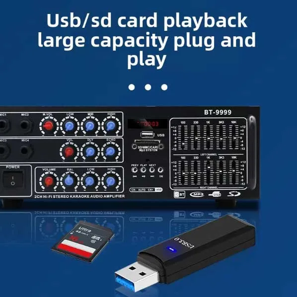 300W 2.0 Channel Mini Audio Car Amplifier Home Theatre System HiFi Stereo Subwoofer Independent Control Receiver Amplifier