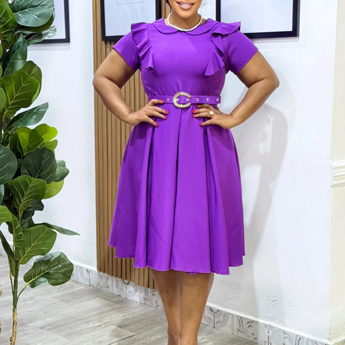 Trendy Summer Casual Short Sleeve High Quality Elegant A-line Pleated Lady  Office Women Formal Work Business Career Dresses| Alibaba.com