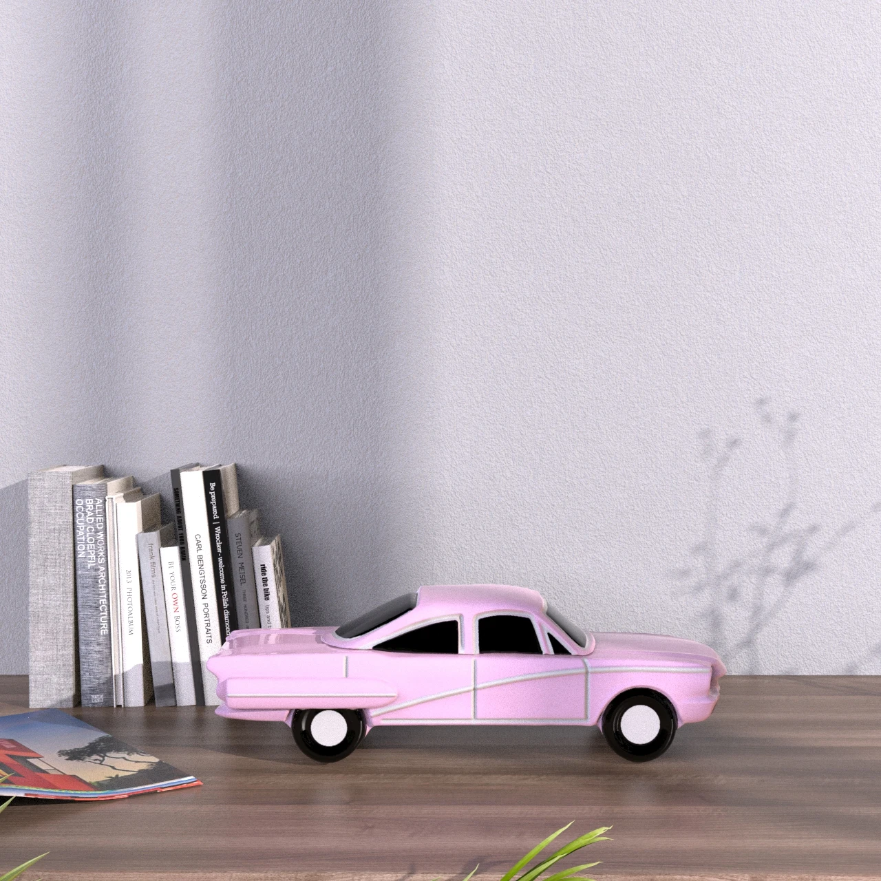 Wholesale Custom Hand Crafted Creative Porcelain pink Vintage Classic Car Shaped Cookie Container Decorative Ceramic Storage Jar