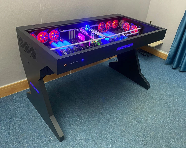 Hot Sale Tempered Glass Side Panel Desk Rgb Atx Pc Case And Desk Two In