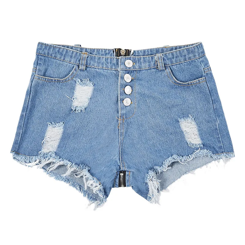 venda quente luz azul volta zíper aberto virilha jean shorts elástico denim  praia calças cintura alta rasgado verão shorts jeans mulheres